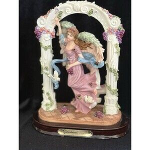 Giovanni Collection Mystical Woman Angel Figurine Wings Arch Flowers Grapes Bird